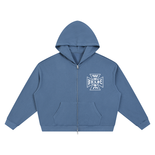 'Cross Logo' Waffle Zip-Up