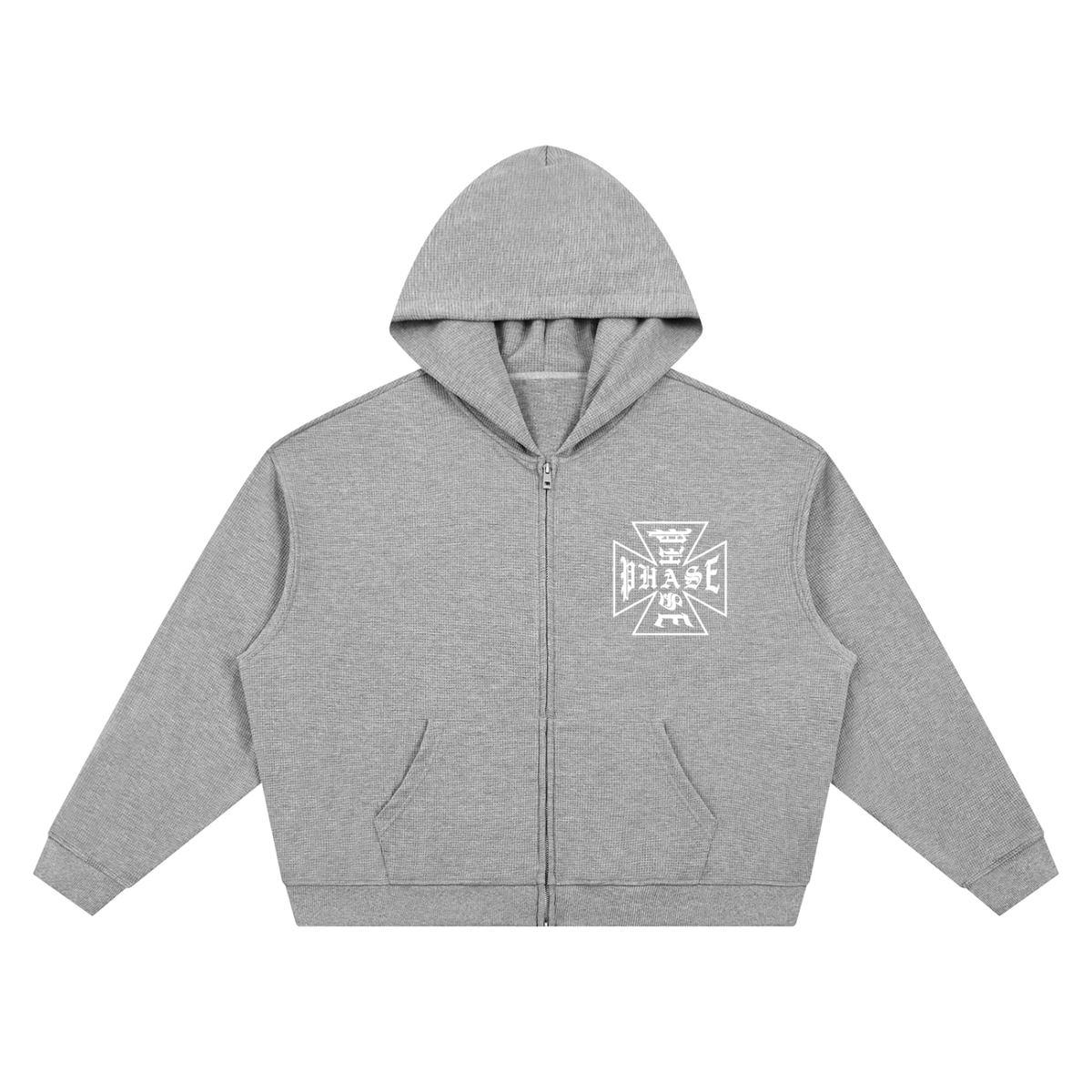 'Cross Logo' Waffle Zip-Up