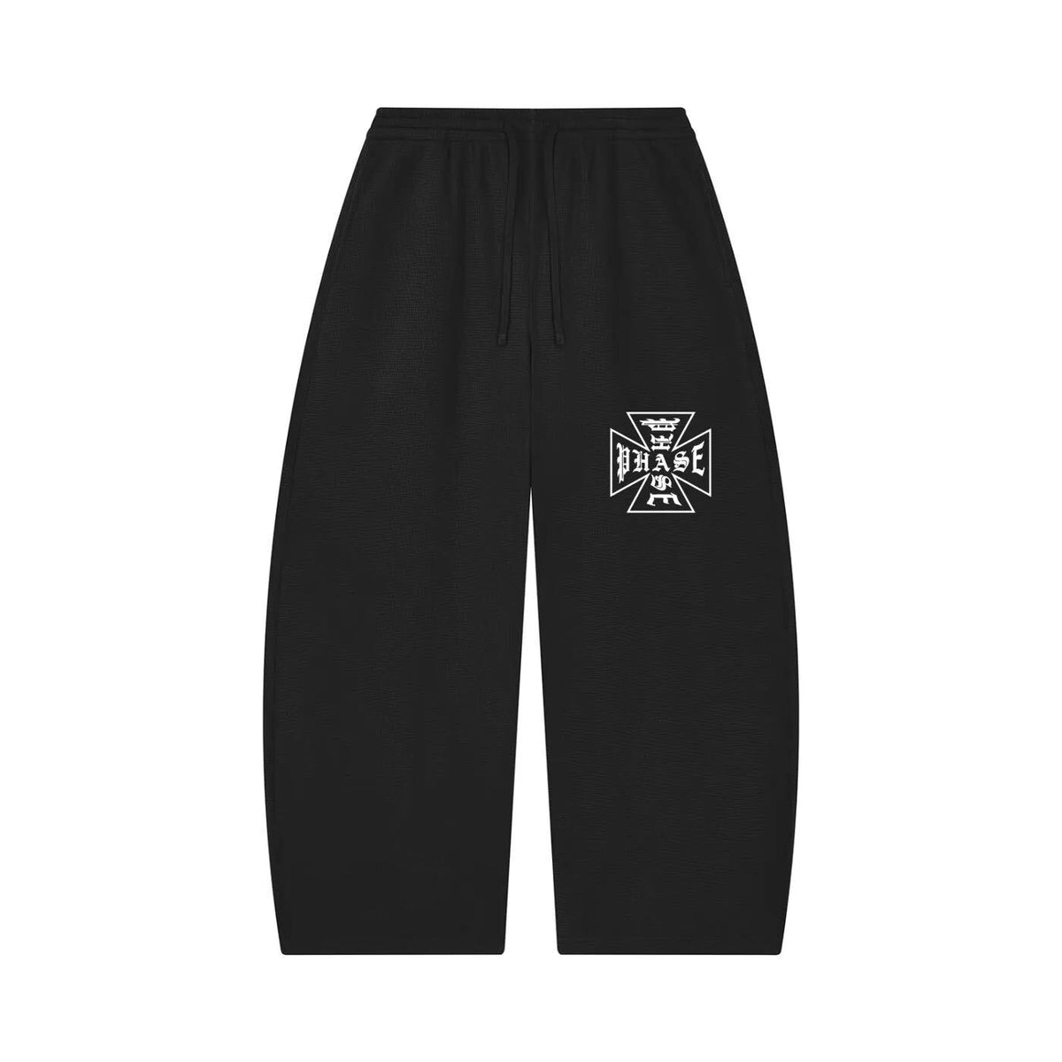 Cross Logo Waffle Sweatpants - Black