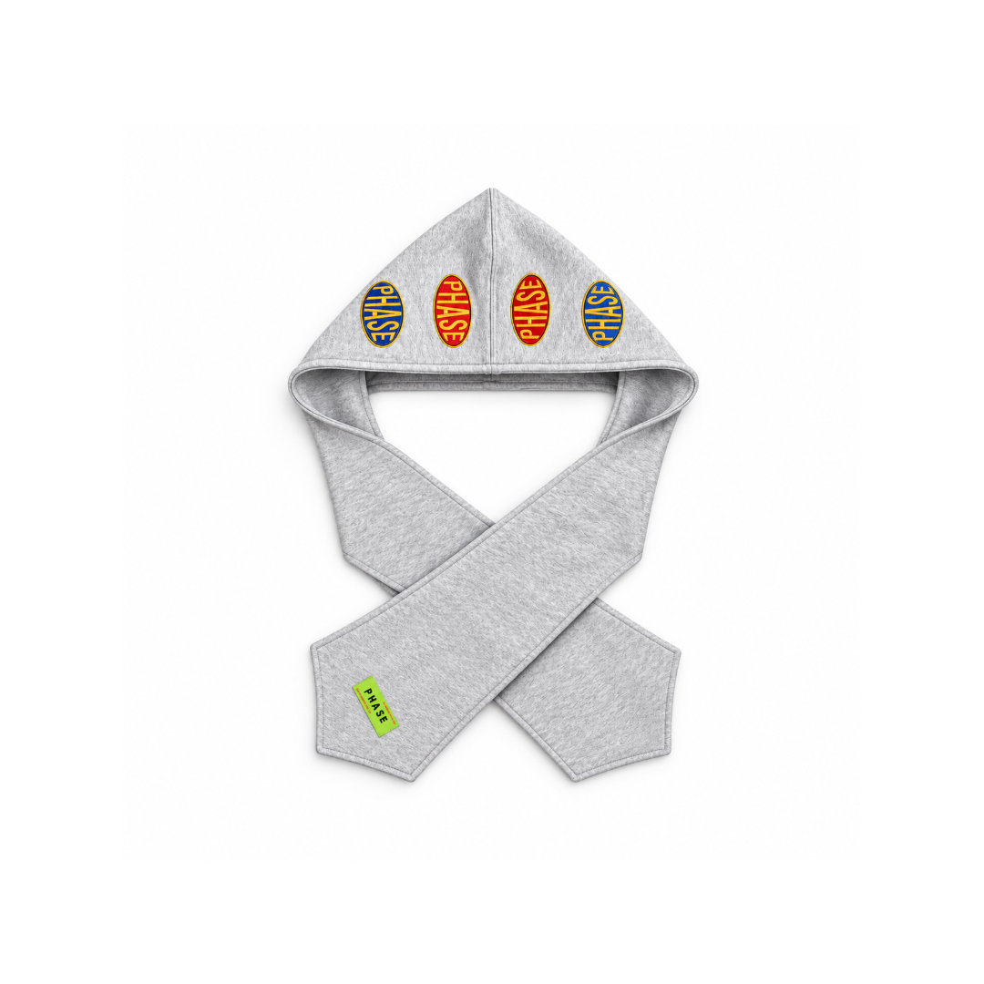 Patchwork Hooded Scarf - Heather Grey