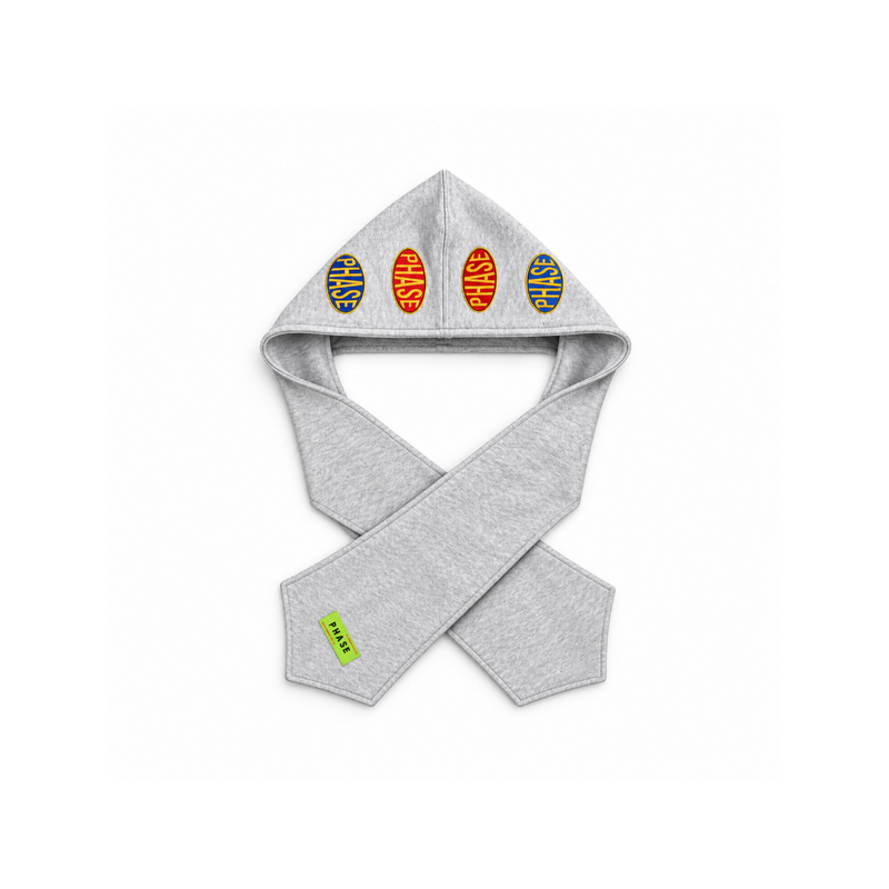 Patchwork Hooded Scarf - Heather Grey