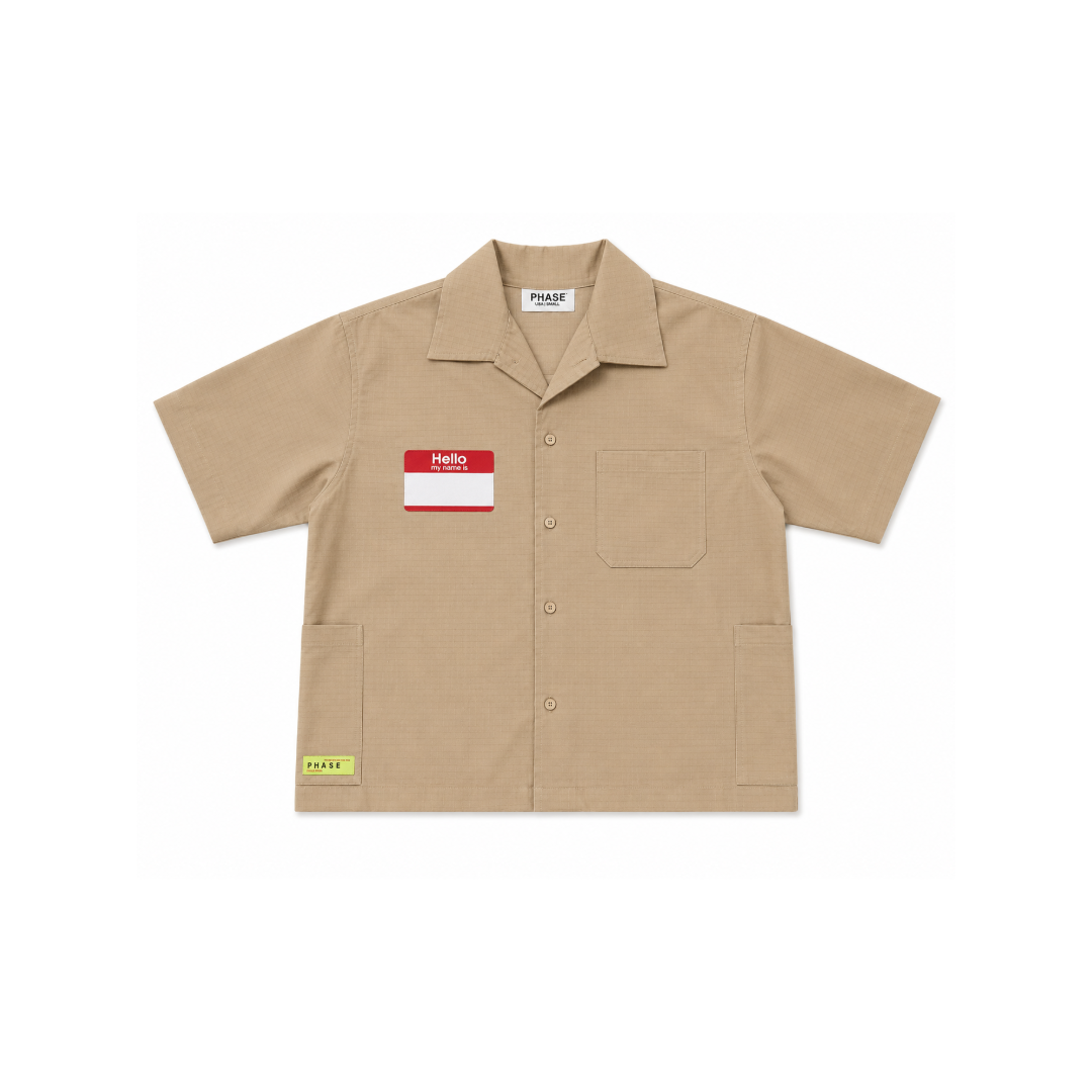 ‘Name Tag’ Cropped Button Up