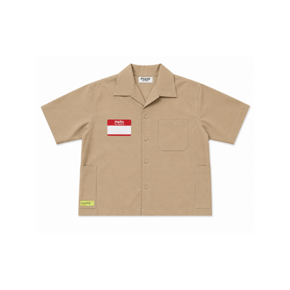 ‘Name Tag’ Cropped Button Up