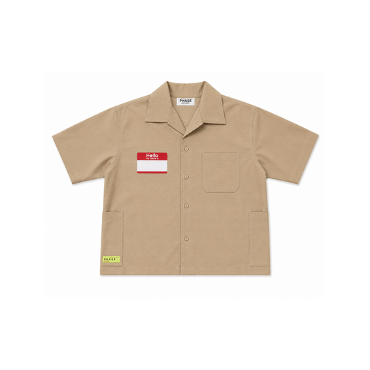 ‘Name Tag’ Cropped Button Up