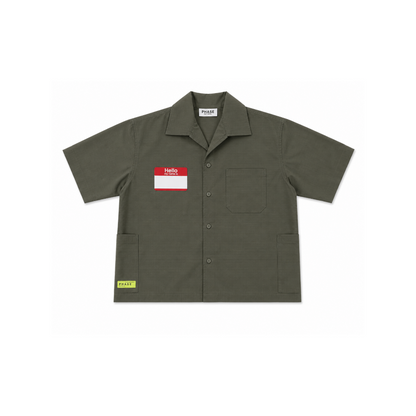 ‘Name Tag’ Cropped Button Up