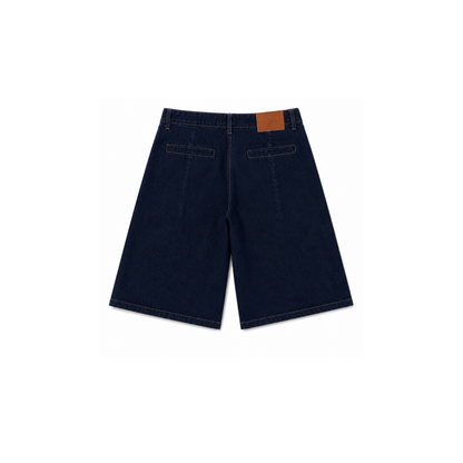 Pleated Denim Shorts