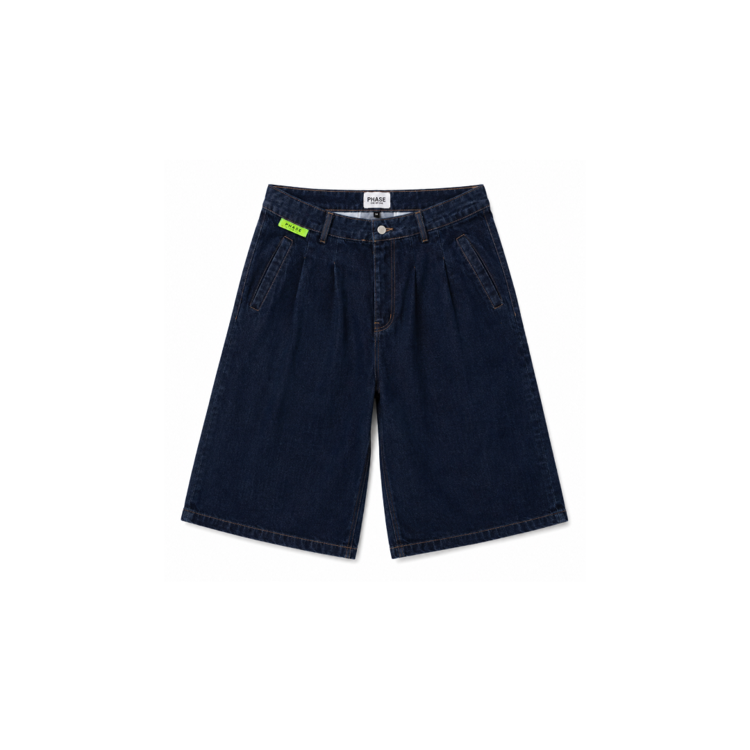 Pleated Denim Shorts