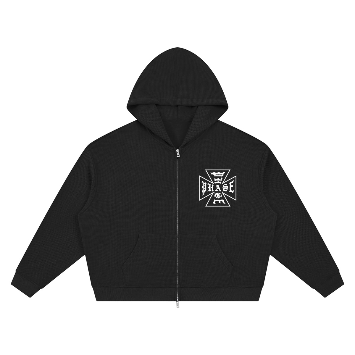 'Cross Logo' Waffle Zip-Up